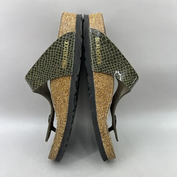 Birkenstock Gizeh Snake Print Sandals Women Size 6 Green Buckle Thong Flip Flops - Picture 6 of 8